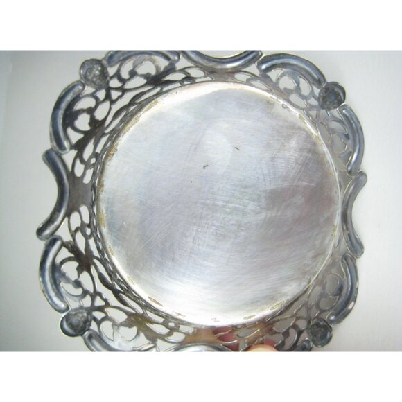 Vintage Victorian Style Silver Plate Decorative Basket Dish Bowl Filigree - Picture 14 of 16